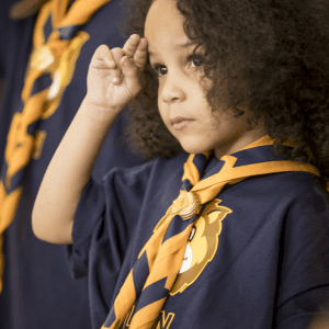 Young Scout Girl Saluting